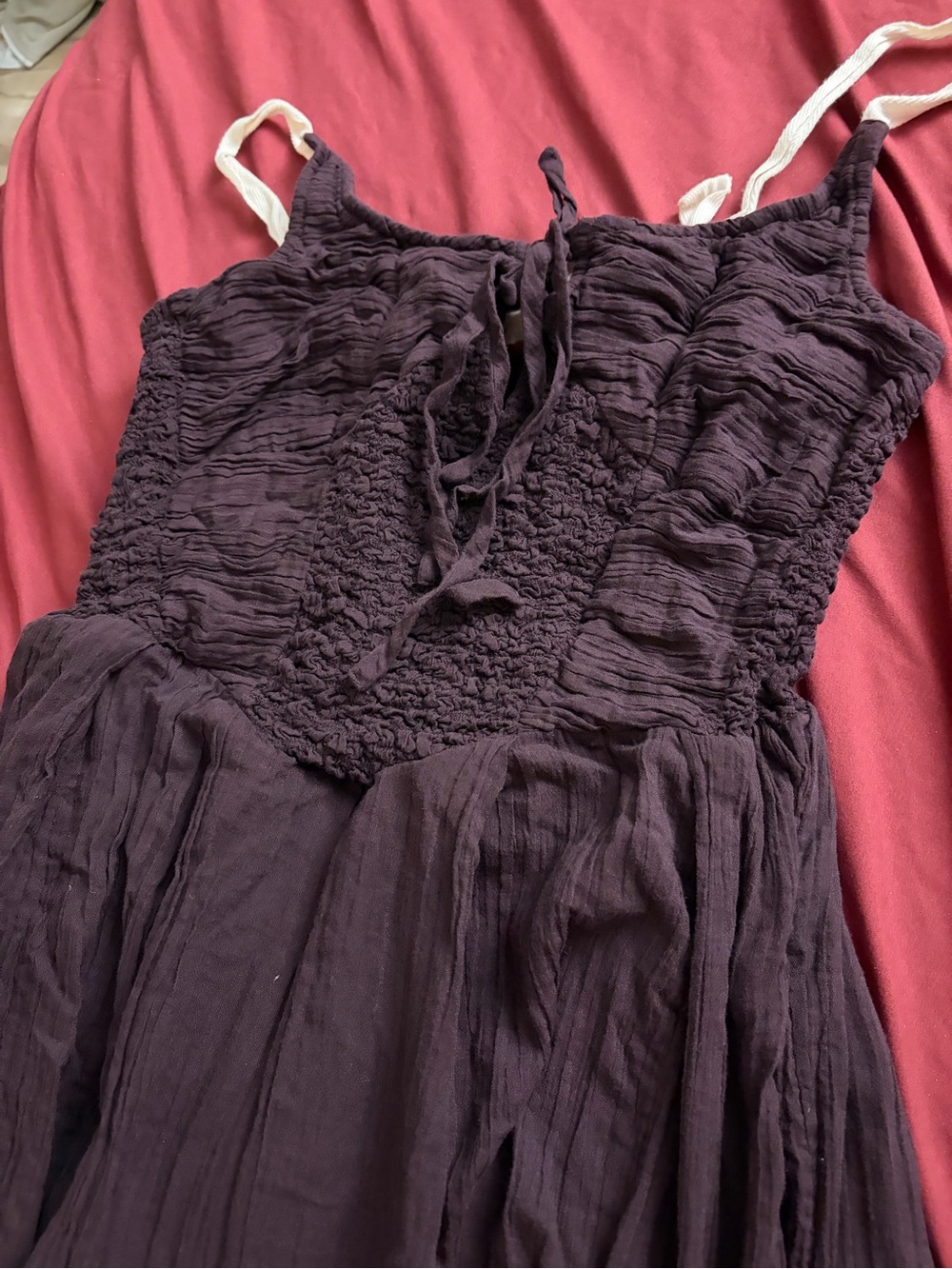 Free People Women's Sleeveless Dark Plum Tie-Front Dress - Picture 6 of 10